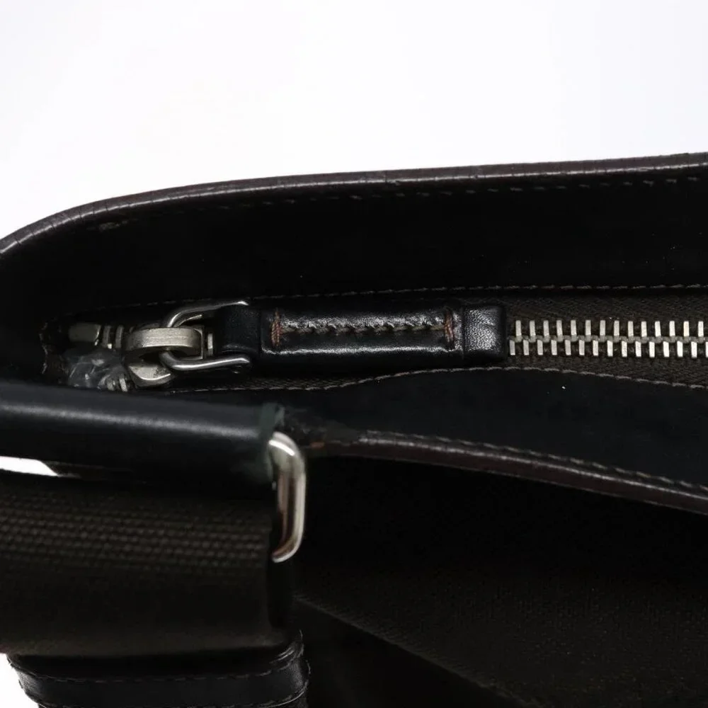 PRADA Shoulder Bag Canvas Leather Brown Silver Auth - Picture 10 of 16